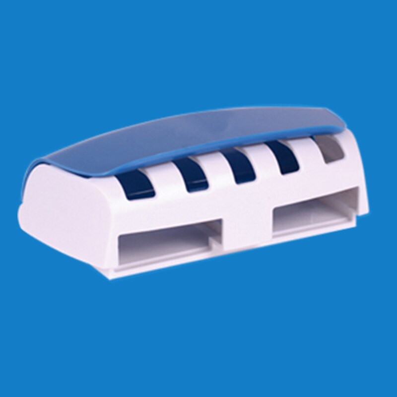 Dispenser automatico di dentifricio, Set di portaspazzolino, aspirazione antipolvere e appiccicosa, spremiagrumi per bagno a parete: Blue brush holder