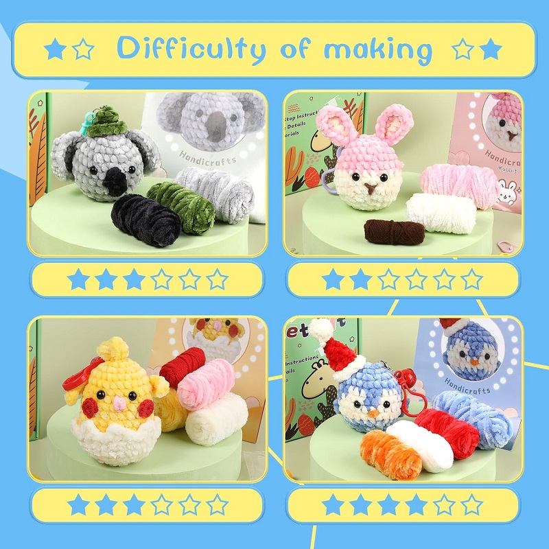 Lmdz Anfänger Tiere häkeln Strickset für Erwachsene Schritt-für-Schritt-Video-Tutorials genug Garn Füll haken und Zubehör