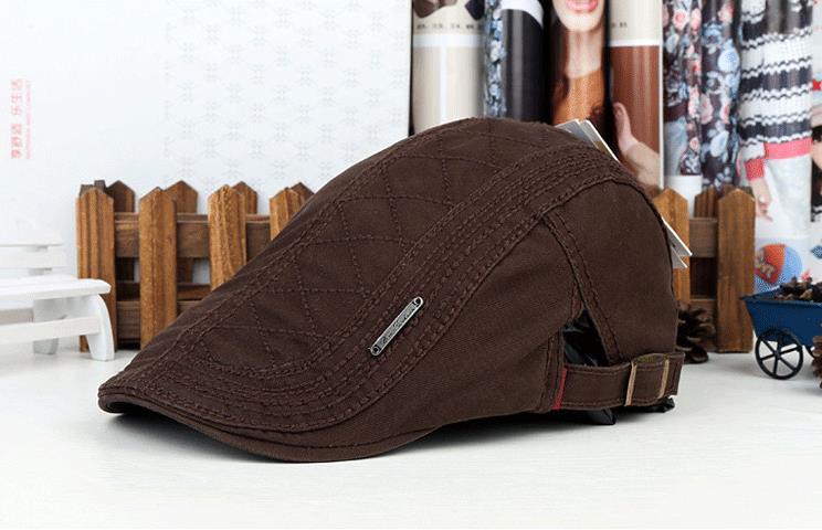 Gorro plano informal de algodón puro para hombre y mujer, boina plana, unisex, para primavera y verano: Brown