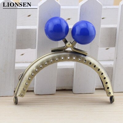 LIONSEN 8.5cm duże koraliki antyczny brąz metalowy uchwyt do torebki do torby sprzęgła akcesoria torebkowe dokonywanie pocałunek blokada zapięcia: Royal Blue