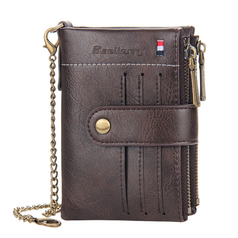 Pour homme Porte-Carte Nouvelle Européenne Et américaine Double Boucle À Fermeture Éclair Porte-Monnaie Portefeuille Vertical Offre Spéciale: Dark Brown