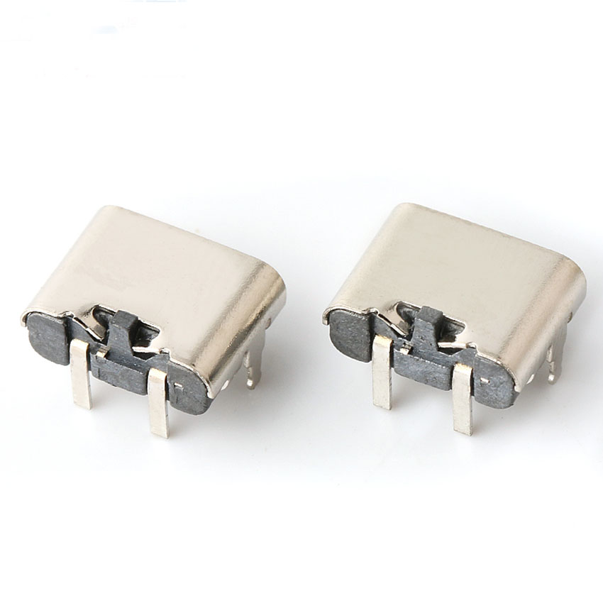 1-10 piezas tipo C 2 pines horizontal 90 ° Placa enchufable Conector enchufable hembra USB tipo C de carga rápida