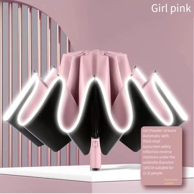 großer Reises chirm Wind dicht Stark Wind dicht wasserdicht Regenschirm voll automatisch öffnen und schließen Golfs chirm upf50: Rosa