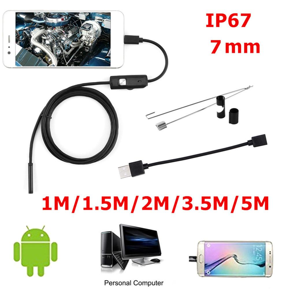 5.5mm 7mm endoscoopcamera 1m/1.5m/2m/3.5m/5m flexibele  ip67 waterdichte inspectie-endoscoopcamera voor android 6 leds verstelbaar: 2m / 7mm