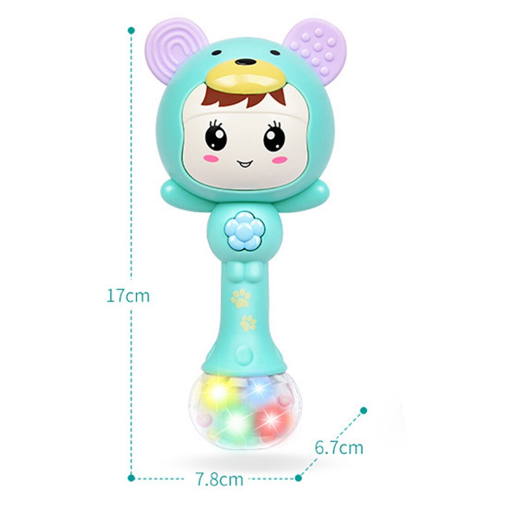 Led gloeiende hand rammelaar muziek zand hamer zachte bijtring ontwikkelingsspeelgoed baby intelligentie ontwikkelingsspeelgoed voor pasgeboren baby's