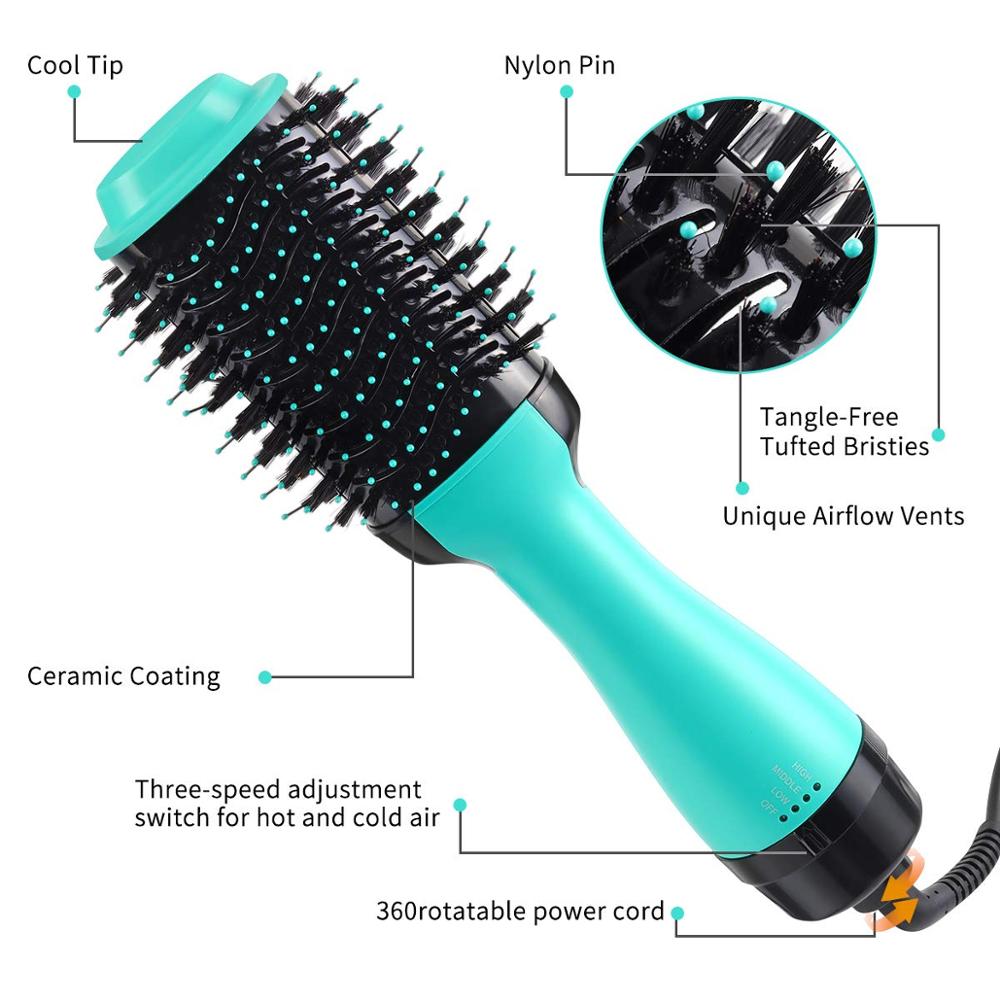 One Step Hair Dryer & Volumizer Roller Negative Ion Curls & Straighting Air Brush Dryer Salon Hair Straightener Comb