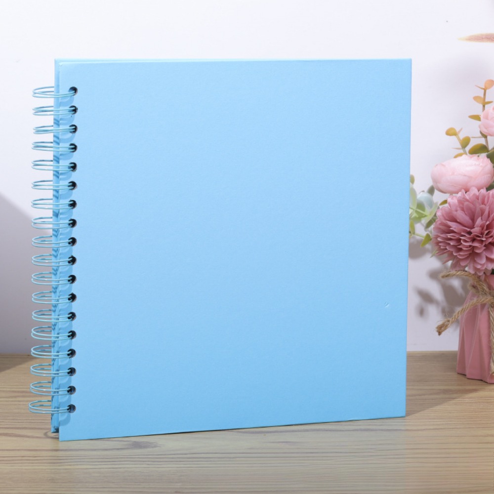 8- tommers diy-utklippsbokalbum med 40 sider, innbundet kraftpapir, utklippsbok med fotoalbum, minnebok for bryllup og jubileumsfamilie: Himmelblå