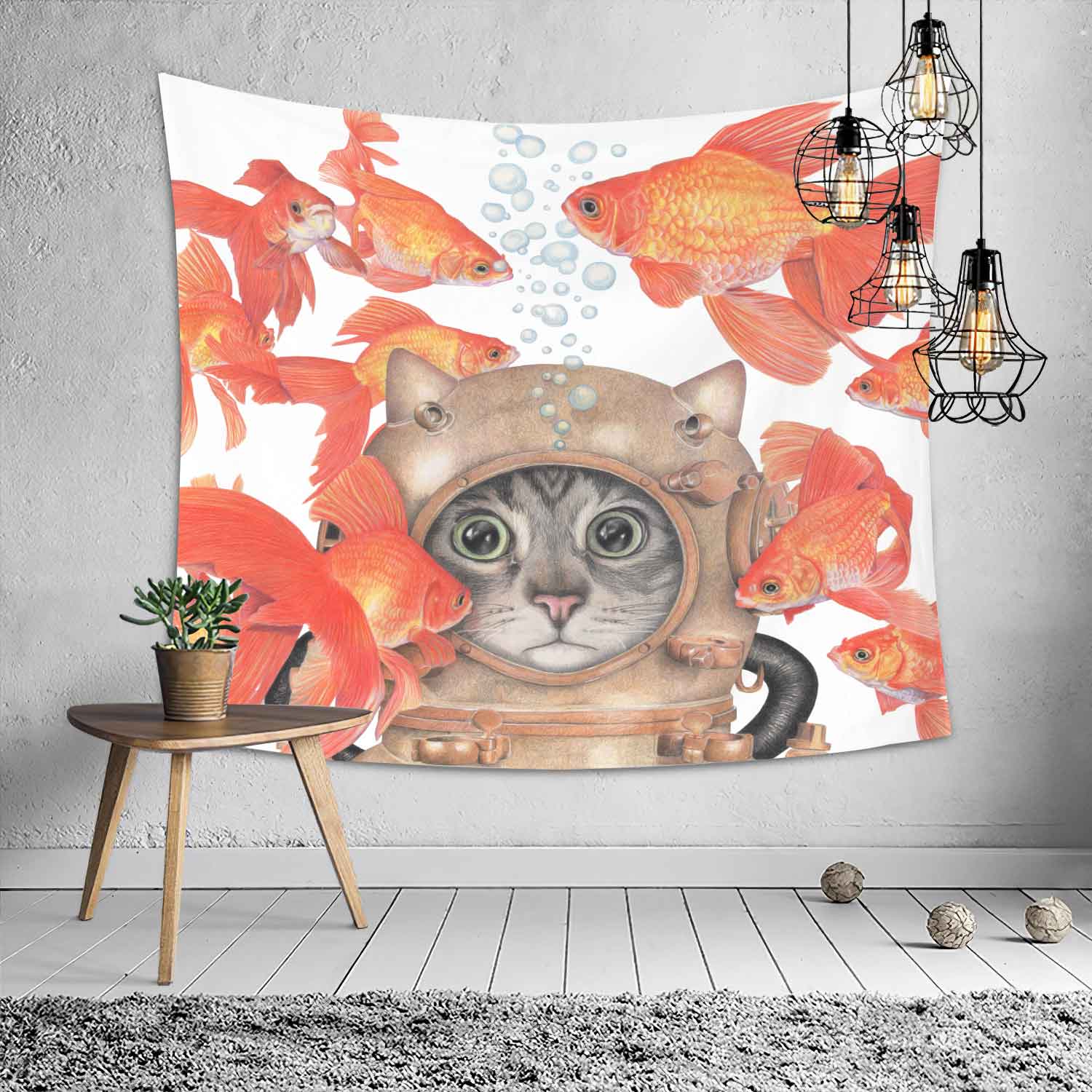 Tapestry Wall Hanging Mysterious Forest Flower Jungle Animal Moon Ocean Landscape Tapestry for Home Room Decor: F