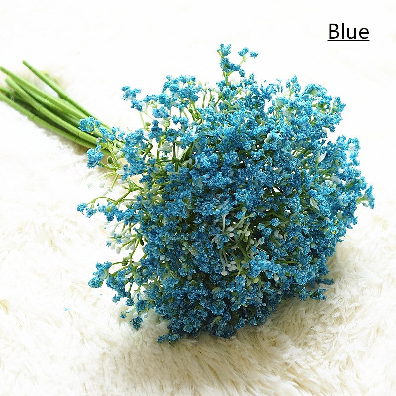 Nat duft 30cm kunstig baby ånde blomst gypsophila plast blomster planter hjem hotel jul indretning bryllup buket: Blå
