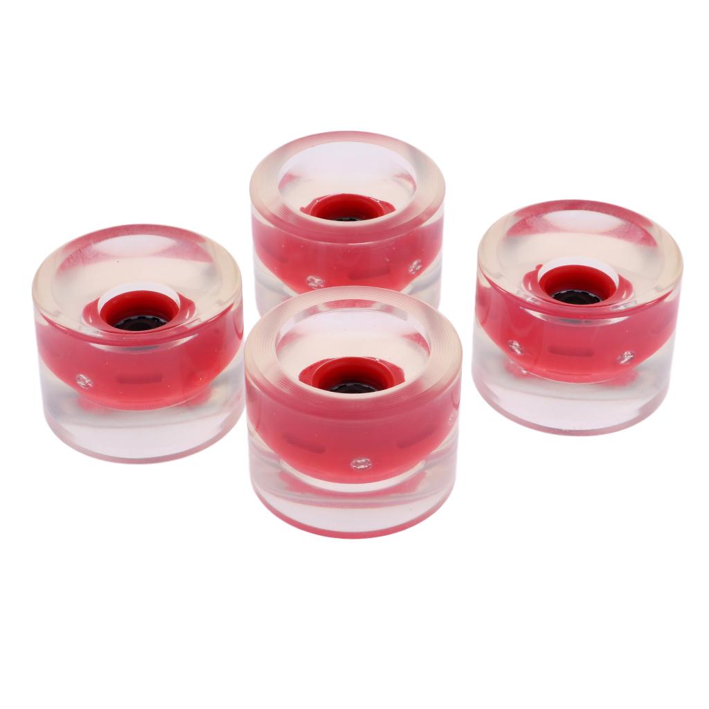 4 skateboard wheels, 70mm, 78a, PU, ​​flashing, light up, spare wheels: Red