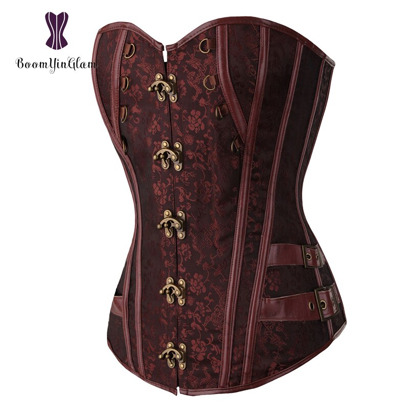 Svart/brun färg body shapewear midja tränare retro vintage dam bustiers steampunk gotisk korsett storlek s -6xl 916#