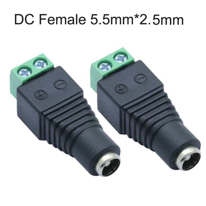 100pcs/lot 5.5x2.5mm DC AV Balun DC Power Plug to AV Balun Connector DC Plug 2 Poles AV Screw Balun CCTV Video Converter Adapter