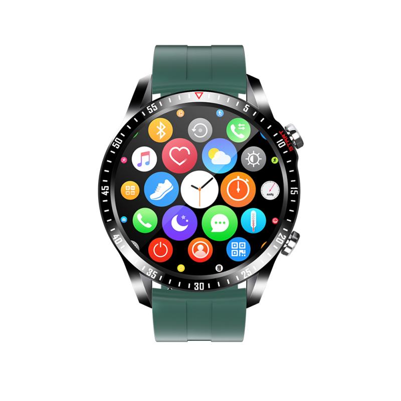 Smartwatch - Bluetooth Call - Heart Rate, Blood Pressure, Blood Oxygen Monitor - 1.3" Round Screen: green silicone