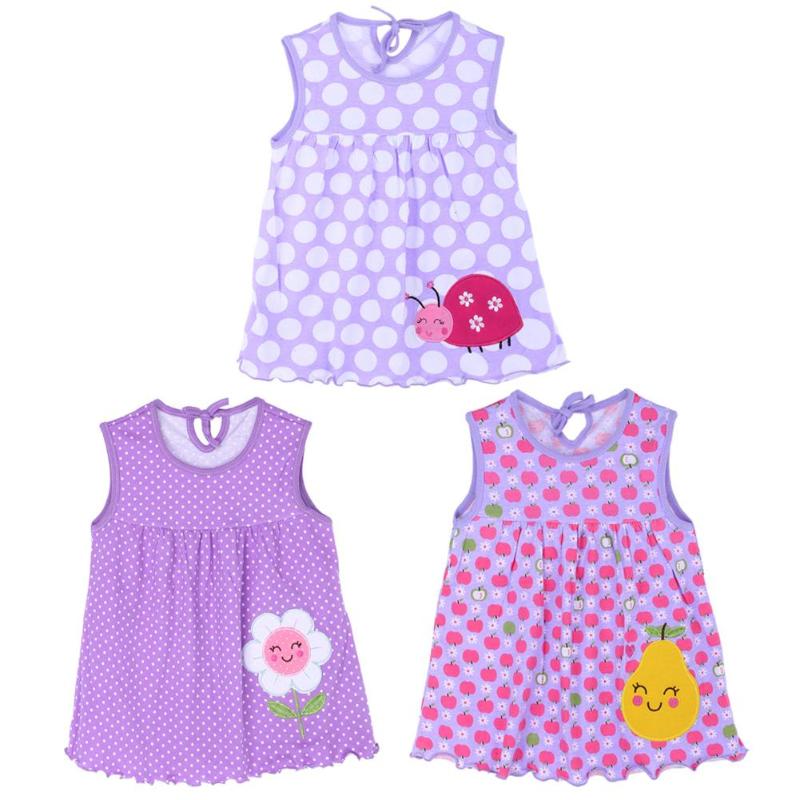Summer Girls Dresses Newborn Baby O-neck Sleeveless Cotton Princess Mini Casual Dress Child Cute Pattern Decor Dot Clothes
