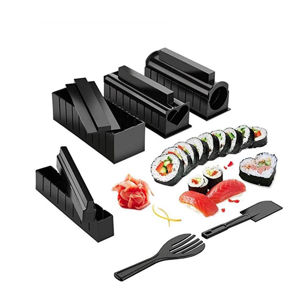 10Pcs/Set DIY Sushi Maker Kit Roll Sushi Maker Rice Roll Mold Kitchen Sushi Tools Multifunctional Mould Making Sushi Tools