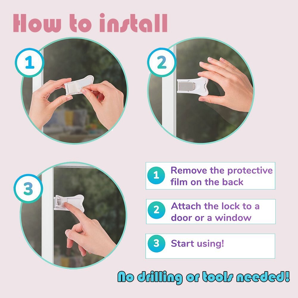 -Sliding Door Locks For Child Protection, For Closets, Showers, Windows, Wardrobes, Child Protection Locks, Glass Door Lock