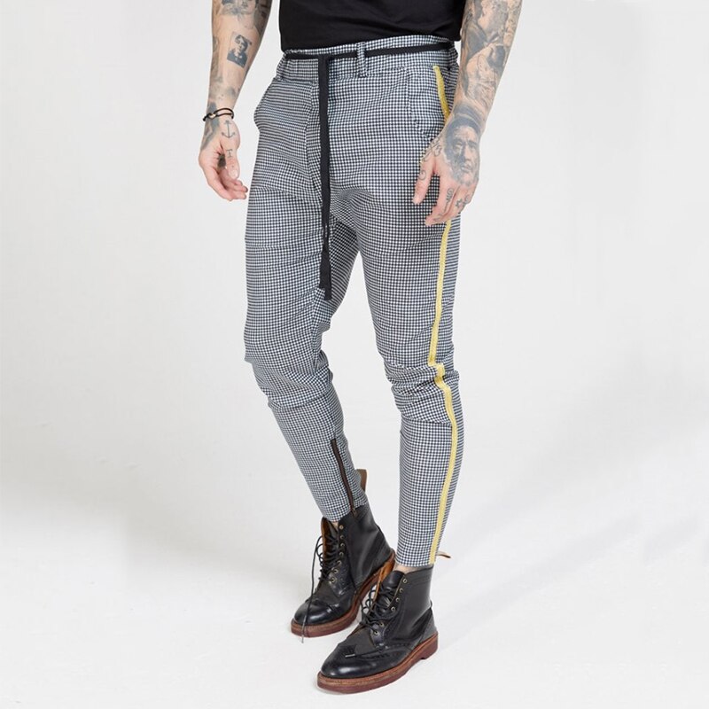 Plaid Hosen Männer Hüfte hüpfen Streetwear Jogginghose Dünne Hosen Männer Turnhallen Kleidung Chino Herren Jogger Hosen: XL