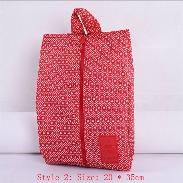 Draagbare Waterdichte Schoenen Bag Travel Opslag Pouch Pocket Verpakking Cubes Handvat Nylon Rits Organisator Schoen Tas z30-1: Style2 Red star