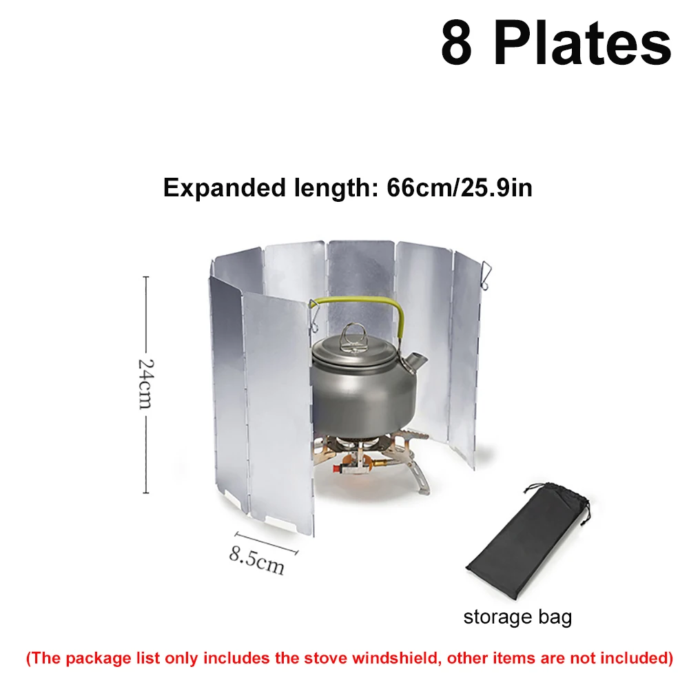 8/10Plates Stove windscreen Ultralight Foldable Gas Stove Windshield Outdoor Camping Cooking Burner Windproof Screen Wind Shield: Light Grey