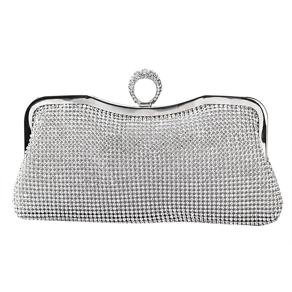 Vrouwen Avond Clutch Bag Vrouwen Tassen Wedding Shiny Handtassen Bridal Metalen Boog Koppelingen Tas Keten Schoudertas Bolsa Feminina #38: Zilver