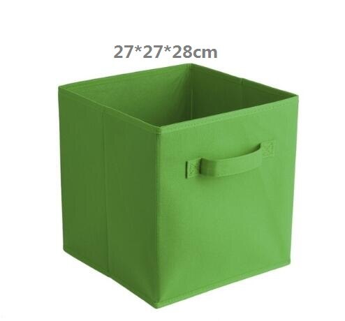 Foldable Fabric Storage box Cube Bins Cloth Organizer storage Baskets Folding Nursery Closet Drawer Features Dual Handles: Green