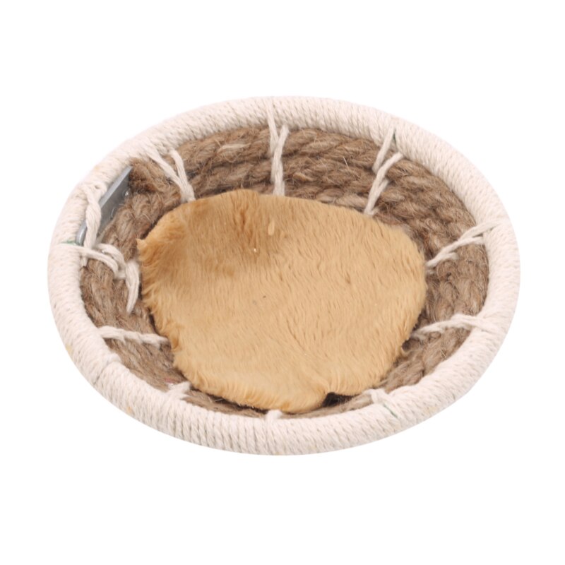 Manuel tressé corde de chanvre oiseau nid lit multi-usages artificiel pinson nid oiseau maison pour perroquet Hamster animal lit nid fournitures: L Brown