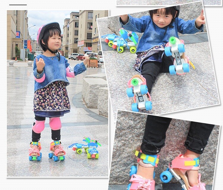 Children Adjustable Roller Skate Double Line Skates Resizable Quad Skate Patines Adults Outdoor Fitness Sport Footwear