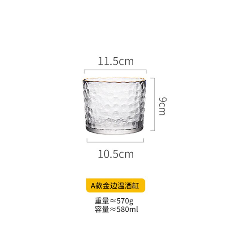 Japanese Style Glass Hip Flask Set Handmade Classic Household Sake Pot Superior Flasque Alcool Table Supplies EJ50HF: Gold wine bowl