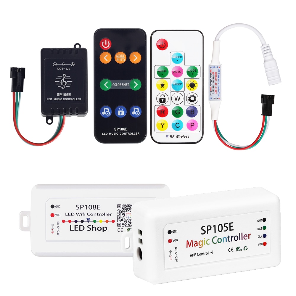 5-24v bluetooth wifi musikkontroller rf mini pixel controller app kontroll för  ws2811 ws2812b ic led pixel strip 5050 rgb