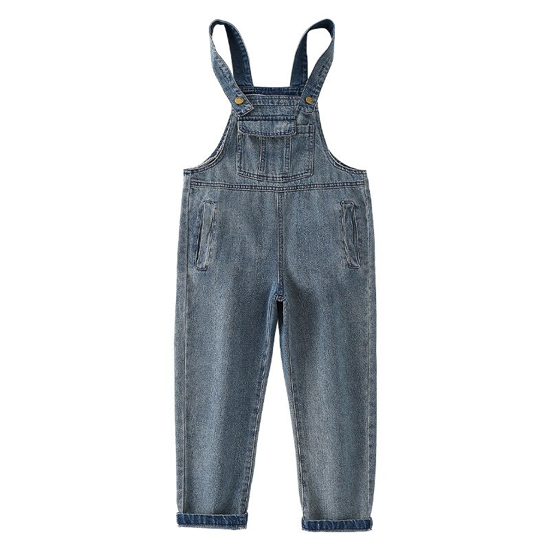 Monos de primavera para niños, Mono vaquero holgado para niñas, pantalones vaqueros para niños, ropa sólida para niñas, salopetas para estudiantes, 12, 13 y 14 años: 4