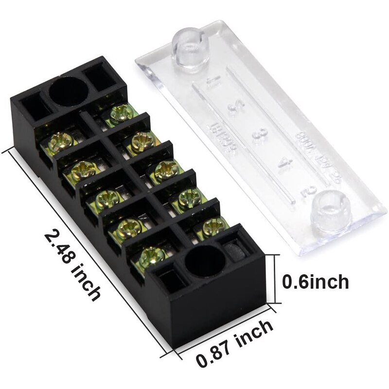 5 Pc 5P Terminal Block, 5 Pc 5P Shorting Bar, TB1505 Flame Retardant Copper Terminal Short-Circuit Terminal