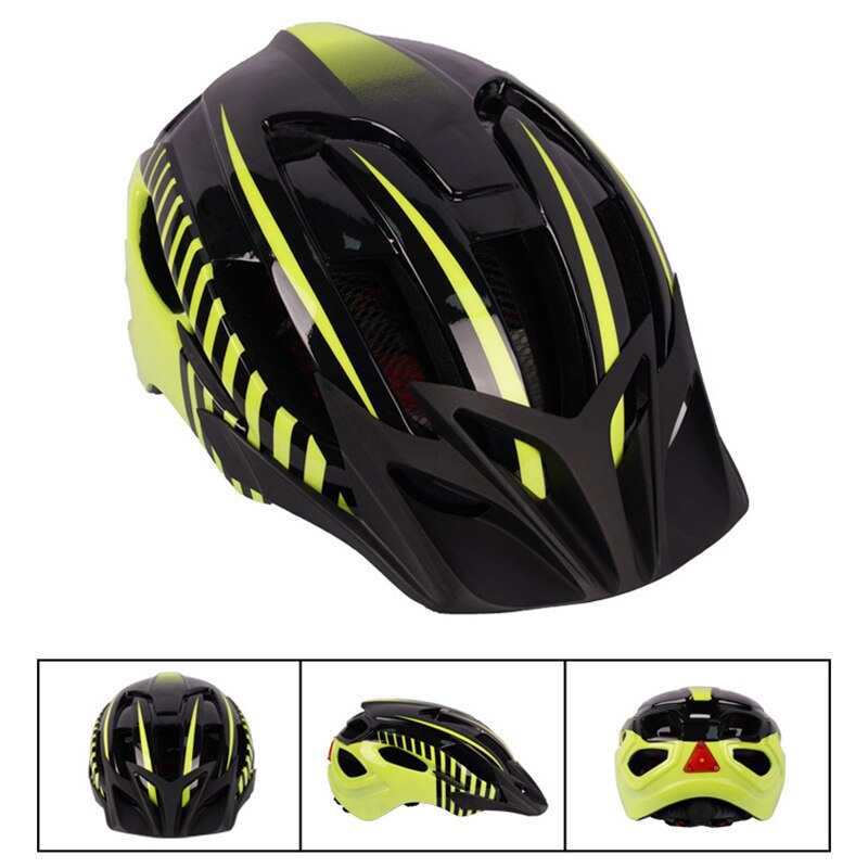 Cycling Helmet With LED Back Light Bike Ultralight Helmet Intergrally-Molded Mountain Road Bicycle Helmet Safe Men Women: Yellow