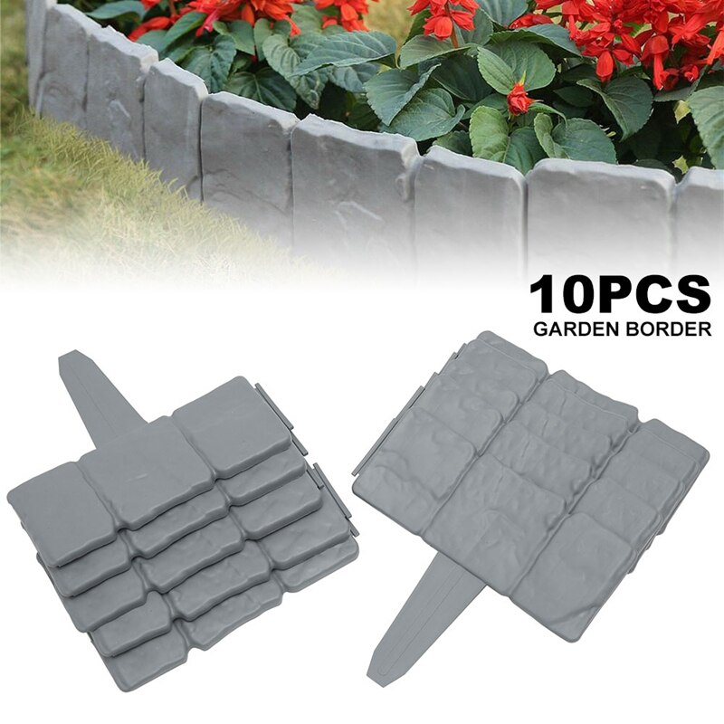 10Pc Imitatie Steen Hek Tuin Plastic Hek Pp Opvouwbare Splicing Hek Tuin Plant Decoratie Flowerbed Frame