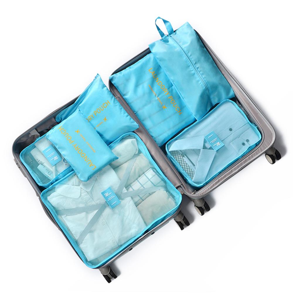 S.IKRR Nylon Packing Cubes Travel Bag Women Waterproof Large Luggage Organizer Set 7pcs Clothes Storting Pouch Cosmetic Bag