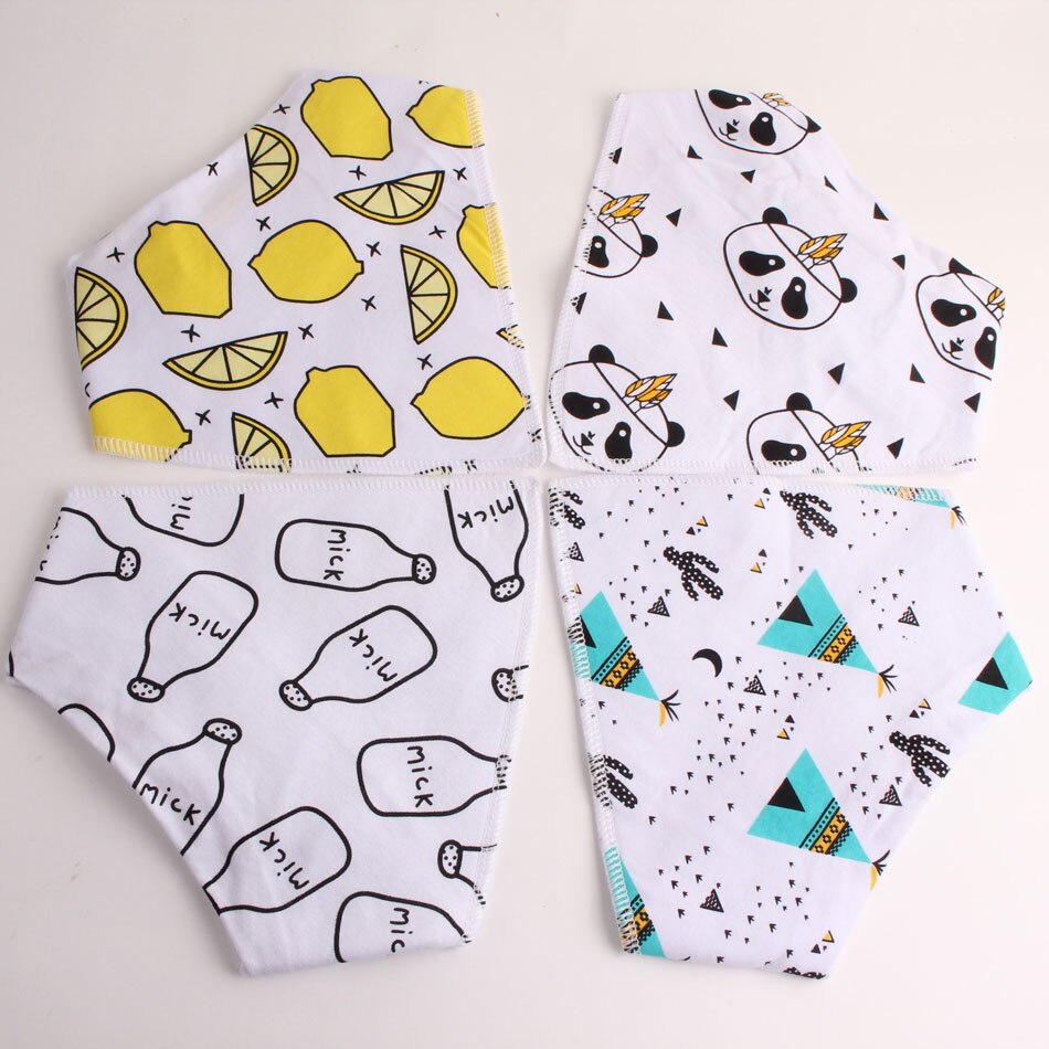 Gelukkig Fluit 4 Pcs Slabbers Dubbele Lagen Katoenen Baby Peuter Voeden Bandana Slabbetjes Speeksel Handdoek Driehoek Hoofd sjaal: D23