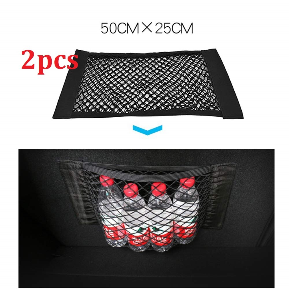 Organizador de malla para maletero de coche, accesorio universal de nailon para almacenamiento de carga de coche y suv, mallas para equipaje, bolsillo de viaje: 50 x 25cm 2pc