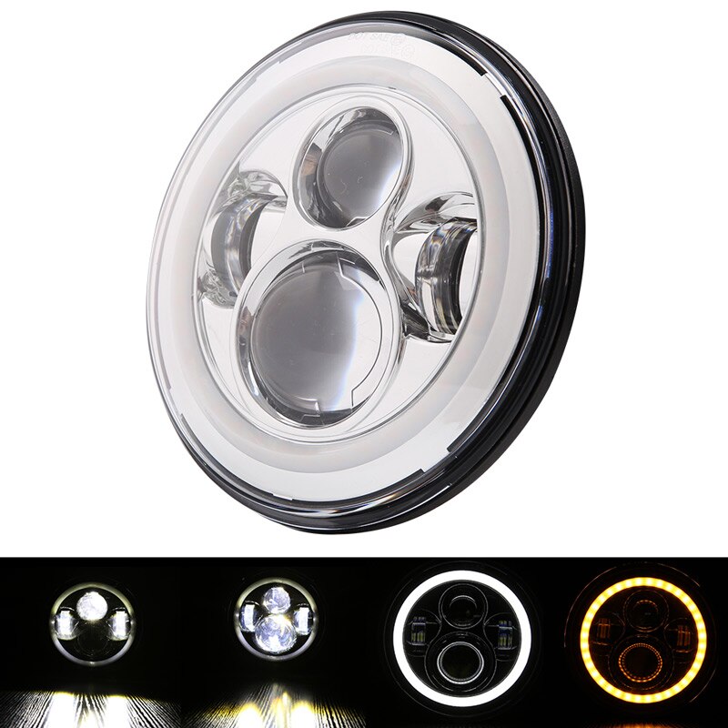 Round 7" Motorcycle Black Projector HID LED Headlight for Harley 7 "LED Motorcycle Headlight Assembly Headlamp For Davidson