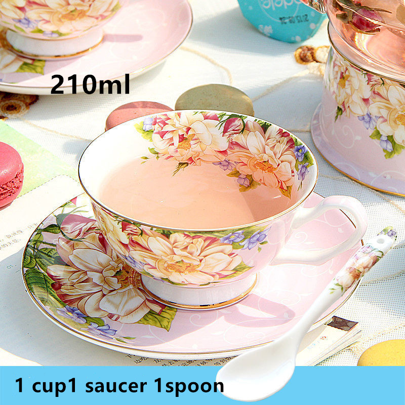 English British Afternoon Tea set for Home Office Cafe High-Grade Porcelain Tea Cup Saucer Spoon Glass Teapot Teaware set: light green