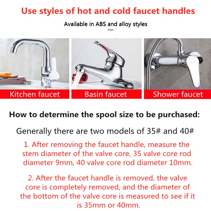 Bathroom Replacement Faucet Single Chrome Lever Handle Kit 35mm 40mm For single lever pressure balance bath and shower Taps