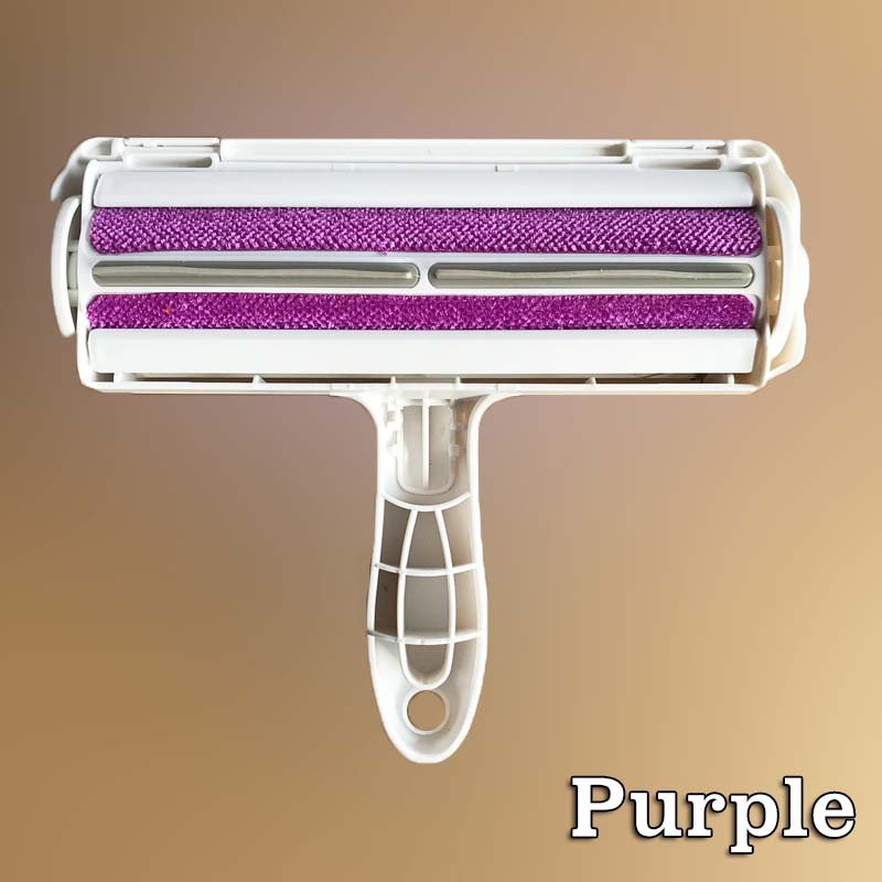 Rodillo para quitar pelo de mascota, cepillo para quitar pelo de 2 vías, para limpiar alfombras, quita pelos de perro y pelusas de gato: purple