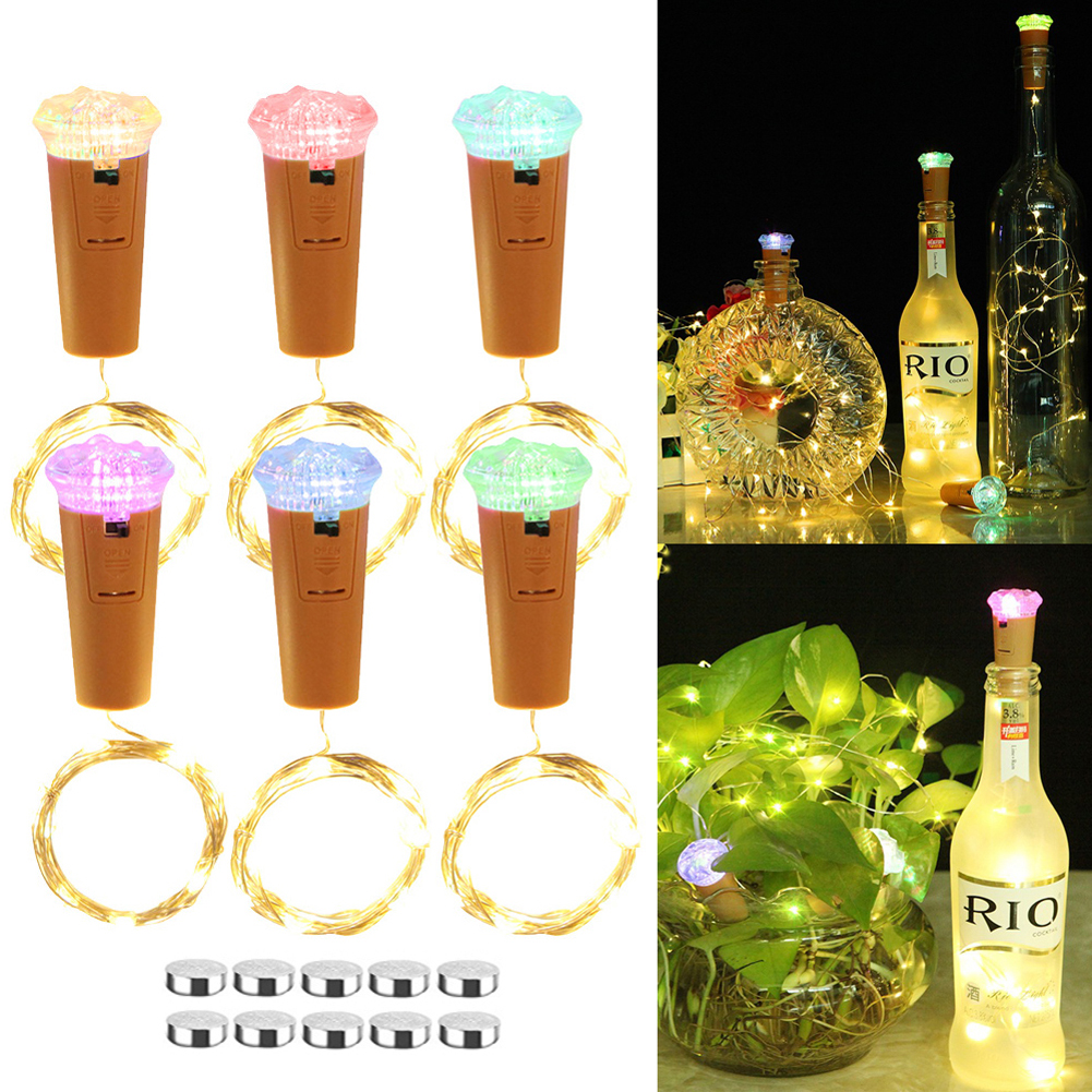 Wine Bottle Cork Lights, 6 Pack Diamond Shaped LED Cork Lights Copper Wire Cork Lights Battery Operated DIY Mini Fairy Lights