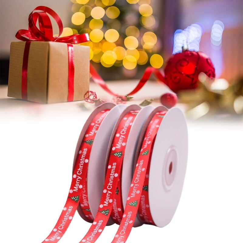 10 rullar god julgran snöflinga utskrift rött band... – Grandado