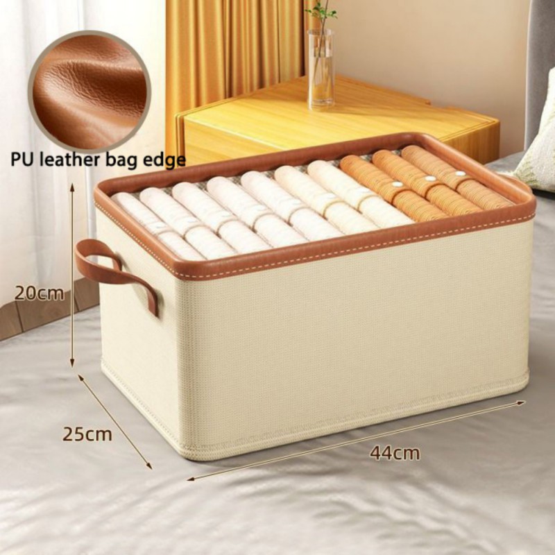 Foldable Home Storage Box Clothes Trousers Home Multi-functional Compartment Drawer Wardrobe Soild Color Storage Boxes: army green