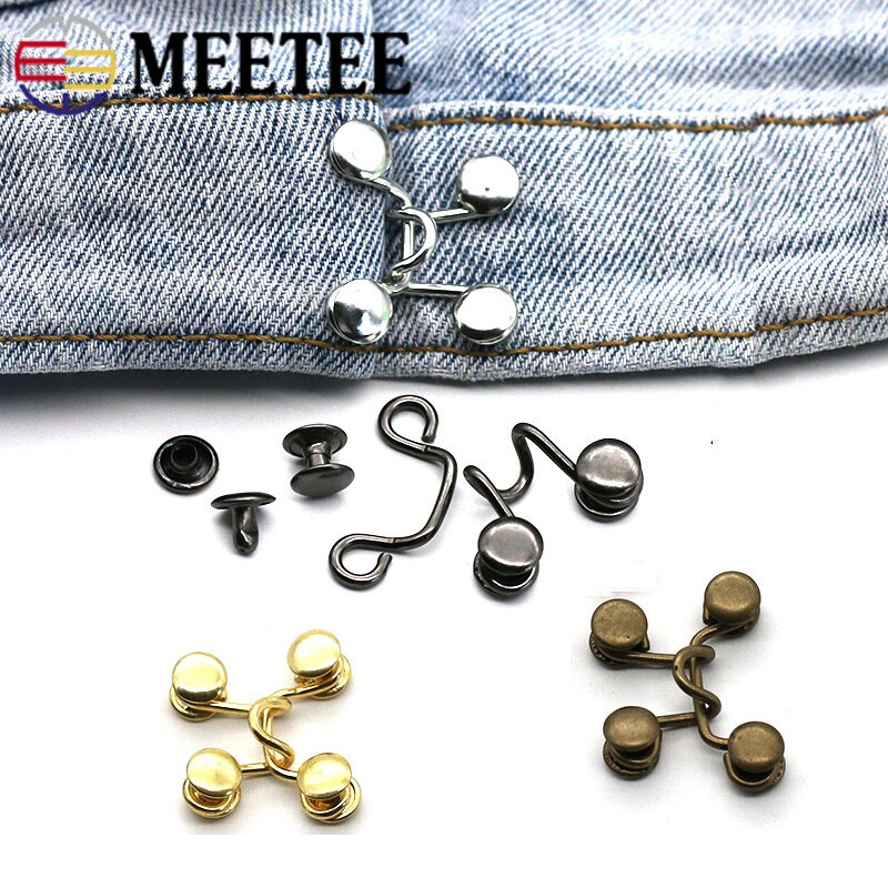 Meetee 30 sett 27 x 28/32 x 28mm metallplaggkroker jeans midjejusteringsspenne avtagbar nagleknapp gjør-selv usynlig justeringsknapp