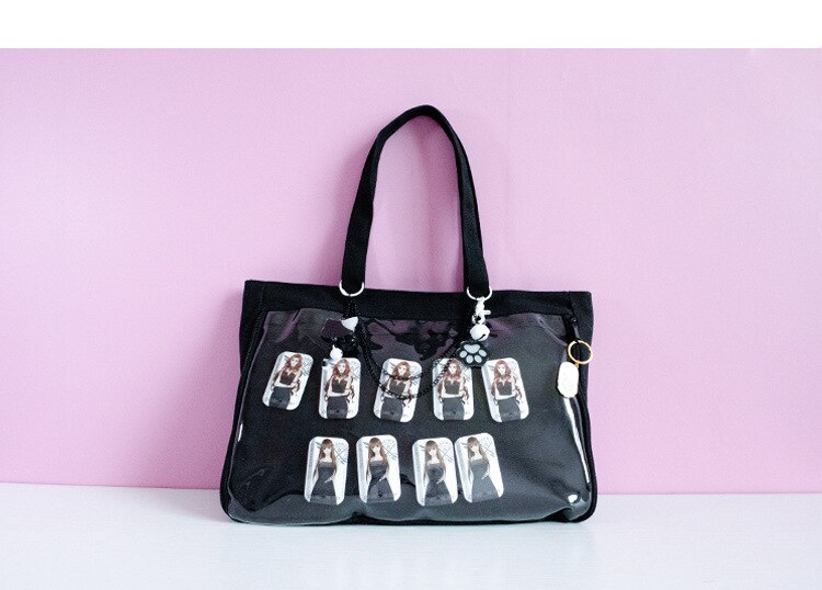 Ita Bag Lolita Style Shoulder Bags One side Lovely Kawaii Women Clear Bag Schoolbags For Teenage Girl Candy Sweet Itabag Handbag: black