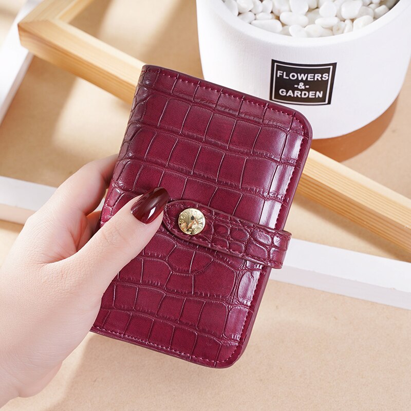 Women Short Wallets Luxury Brand Crocodile Print Wallet Female Two-Fold Card Holder Mini Zipper Wallet Coin Purse