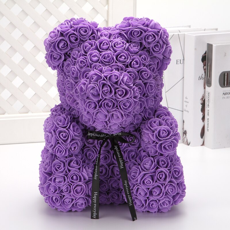 Ourson en roses artificielles bon marché de 40cm, mousse en plastique, ours en peluche Rose, petite amie, de saint-valentin, décoration de fête d'anniversaire: 3