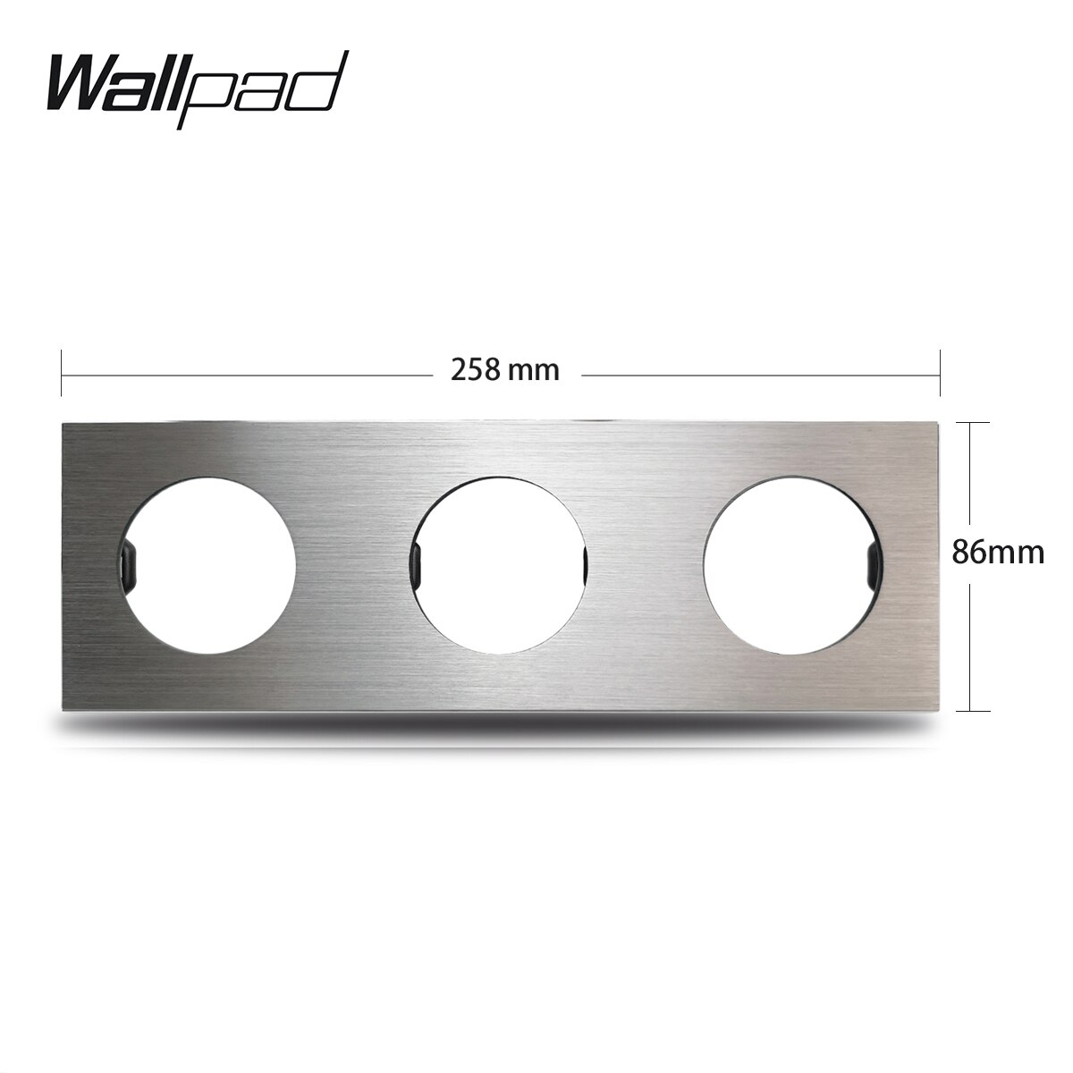 L6 DIY Triple Silver Panel Brushed Aluminum For Wall Switch Socket 3 Gang Frame Metal Plate Free Combination, 258*86mm