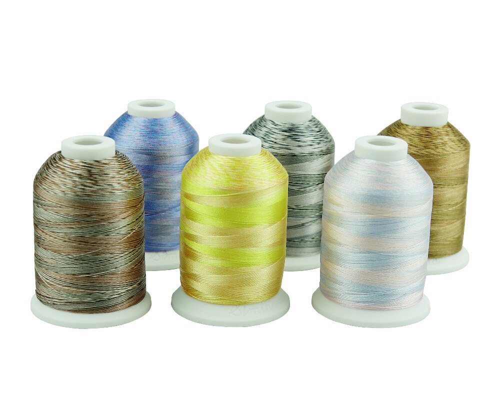 Simthread Polyester Multi-colored Embroidery Machine Thread 6 Colors/Kit, 1,100 yards/spool