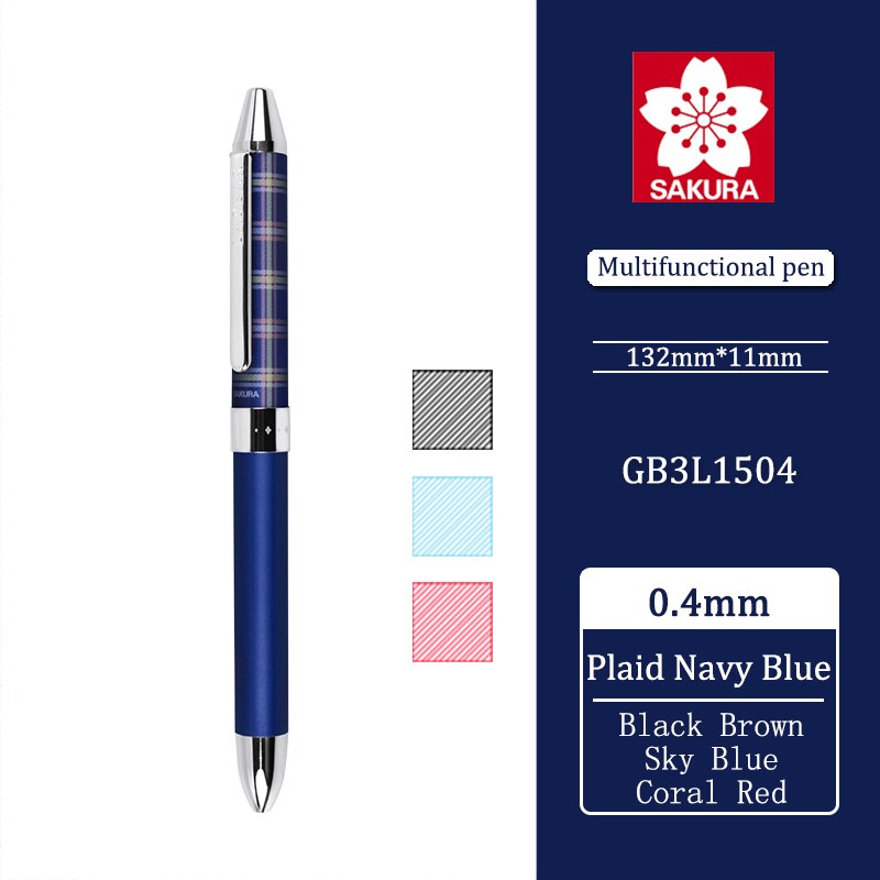 1 stk begrænset produkt japan sakura tre-i-en funktion flerfarvet gel pen ladear high-end roterende olie pen til at tage noter: Pnb 0.4mm